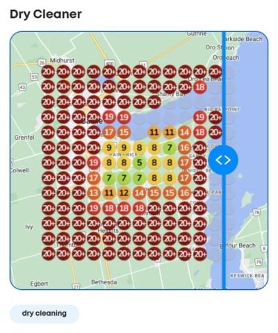 Dry cleaner local SEO heatmap success before FlowPilot
